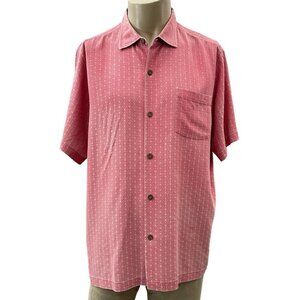 Tommy Bahama Silk Hawaiian Textured Button-Up Camp Shirt Short-Sleeve Red Men XL